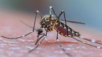 ai généré dangereux paludisme infecté moustique peau mordre. la leishmaniose, encéphalite, Jaune fièvre, la dengue, paludisme maladie photo