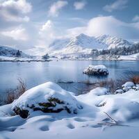 ai généré neigeux sérénité magnifique hiver scène captive avec tranquille ambiance pour social médias Publier Taille photo