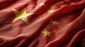 ai généré Chine drapeau avec en tissu texture photo