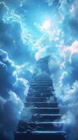 ai généré Divin sentier escaliers dans ciel représenter ascension vers céleste royaumes verticale mobile fond d'écran photo
