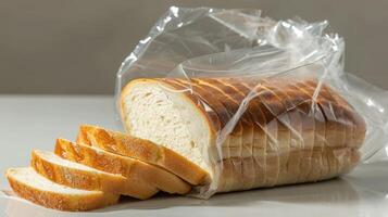 ai généré tranché pain dans Plastique sac photo