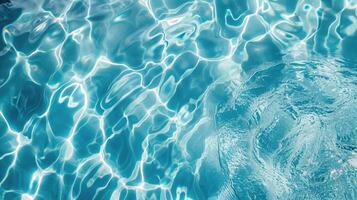 ai généré nager bassin bas caustiques ondulation et couler avec vagues Contexte. été Contexte. texture de l'eau surface. aérien voir. photo