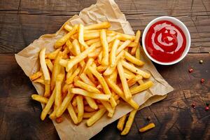 ai généré français frites dans une vite nourriture restaurant. vite aliments. ai généré. photo