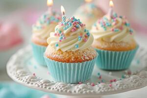 ai généré desserts pour une anniversaire faire la fête. ai généré. photo