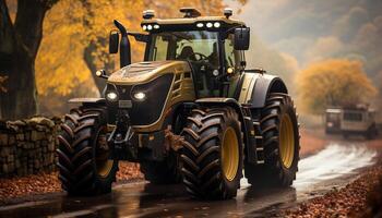 ai généré ferme machinerie travail dans le rural en plein air généré par ai photo