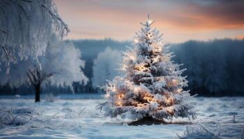 ai généré hiver paysage neige couvert forêt, congelé Montagne beauté généré par ai photo