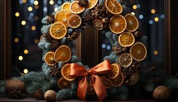 ai généré Noël arbre orné avec fait maison Chocolat bonbons généré par ai photo