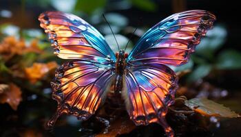 ai généré vibrant papillon aile vitrines beauté dans la nature généré par ai photo