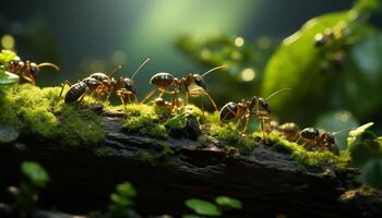 ai généré une bondé fourmi colonie travail ensemble dans la nature généré par ai photo
