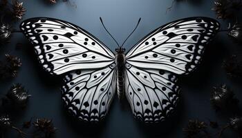 ai généré papillon en volant dans nature, vibrant couleurs et beauté généré par ai photo