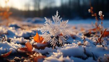 ai généré hiver forêt, neige couvert des arbres, vibrant couleurs, congelé beauté généré par ai photo
