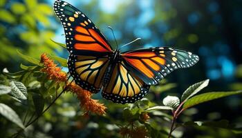 ai généré papillon aile vitrines vibrant couleurs dans la nature généré par ai photo