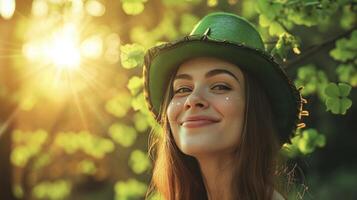 ai généré une femmes portant une lutin chapeau photo