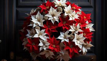 ai généré poinsettia feuille, la nature ornement, vibrant élégance dans hiver généré par ai photo