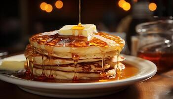 ai généré fraîcheur et douceur empiler sur fait maison Crêpes généré par ai photo