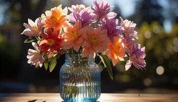 ai généré fraîcheur de la nature dans une bouquet de multi coloré fleurs généré par ai photo