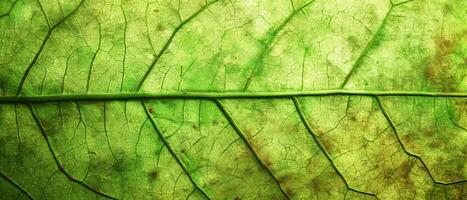 ai généré une macro coup capturer le complexe réseau de veines dans une vert feuille, mise en évidence le texture et motifs de la nature photo