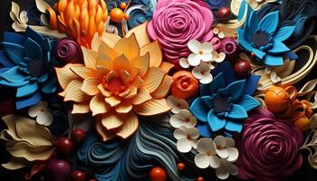 ai généré abstrait floral modèle dans multi coloré pétales généré par ai photo