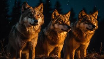 ai généré une mignonne Loup séance dans le neige, en train de regarder le forêt généré par ai photo