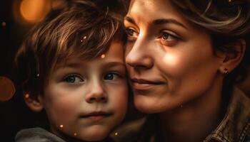 ai généré une content famille, souriant et embrasser, plein de l'amour et joie généré par ai photo