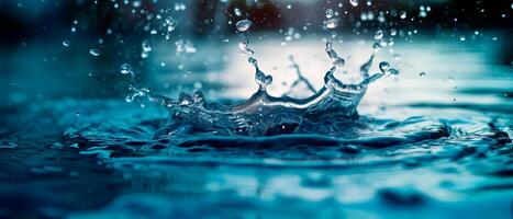 ai généré proche en haut l'eau éclaboussure. abstrait nettoyer doux l'eau éclaboussure fond d'écran. photo