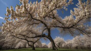 ai généré fleur dans printemps, épanouissement des arbres dans printemps, incroyable printemps paysage, des arbres dans printemps photo