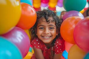 pur joie et innocence de les enfants en jouant dans une coloré terrain de jeux photo