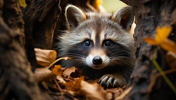 ai généré mignonne petit mammifère séance sur branche dans forêt généré par ai photo