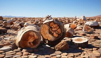 ai généré empiler de Charpente journaux dans une tas de bois, une forêt histoire révélé généré par ai photo