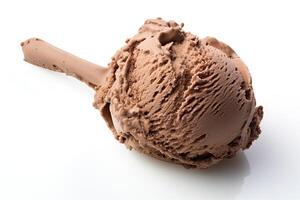ai généré Chocolat la glace crème proche en haut isolé sur blanc Contexte photo