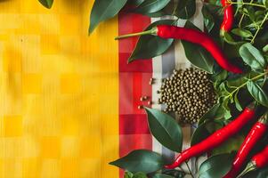 ai généré pimenter symphonie curry feuilles, moutarde graines, et rouge piments unir dans chettinad la magie photo