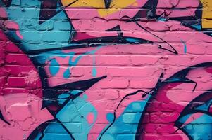 ai généré jolie dans rose audacieux graffiti toile de fond avec féminin flair photo