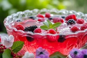 ai généré hibiscus élégance brunch délice avec une bol de infusé aux baies rafraîchissement photo