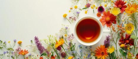 ai généré floral à base de plantes thé délice photo