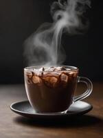 ai généré une tasse de glacé cacao avec cool vapeur à venir en dehors regarder. ai génératif photo