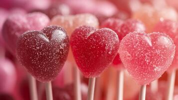 ai généré beaucoup petit en forme de coeur sucettes Contexte photo