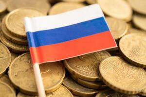 Russie drapeau sur pièces de monnaie argent, la finance et comptabilité, bancaire. photo