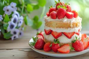 ai généré fait maison fraise petit gâteau avec crème fromage Glaçage. génératif ai photo