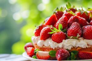 ai généré fait maison fraise petit gâteau avec crème fromage Glaçage. génératif ai photo