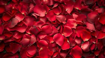 ai généré une vibrant collection de rouge Rose pétales Contexte photo