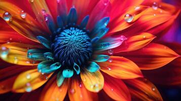 ai généré macro la photographie de vibrant Couleur dahlia fleur comme une Créatif abstrait Contexte photo