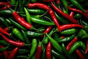 ai généré rouge et vert chaud Chili poivrons. photo