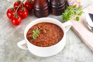 Espagnol traditionnel Gaspacho tomate soupe photo