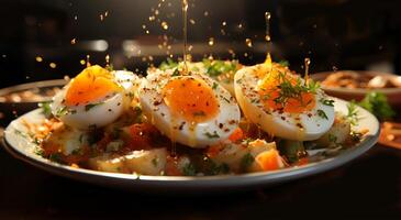ai généré très savoureux collations nourriture recette et magnifique vue de le Oeuf omelette photo