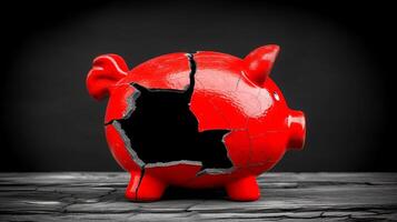 ai généré porcin banque rupture symbolisant financier crise, la faillite, et économique stress photo