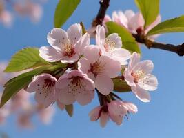 ai généré Cerise fleurs sur une arbre dans le printemps photo