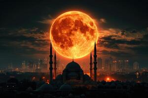ai généré islamique salutation carte pour Ramadan kareem ou ied mubarak Contexte photo