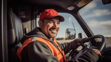 ai généré content un camion chauffeur photo