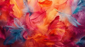 ai généré abstrait Contexte de coloré plumes photo