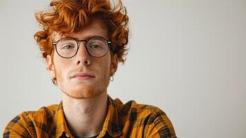 ai généré roux Jeune homme avec des lunettes photo